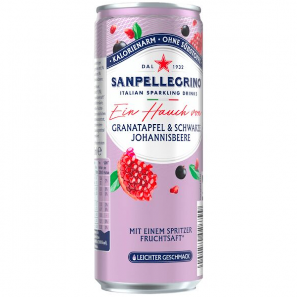 San Pellegrino Creazioni Granatapfel & schwarze Johannisbeere (24/0,33 Ltr. Dose EINWEG)