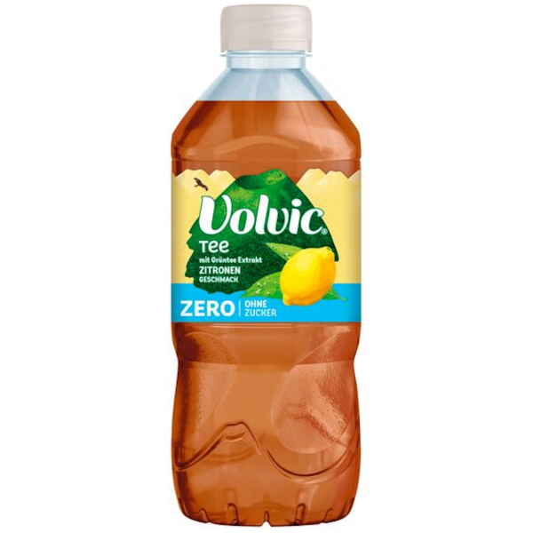 Volvic Tee Zero Zitrone – leichter, zuckerfreier Zitronen‑Grüntee mit natürlichem Aroma.