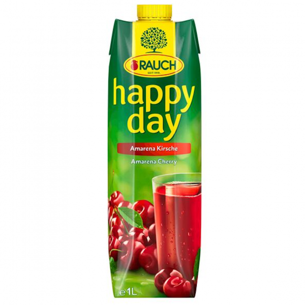 Rauch Happy Day Kirsche – intensiver, fruchtiger Sauerkirschnektar. Perfekt pur, gespritzt oder für Cocktails.